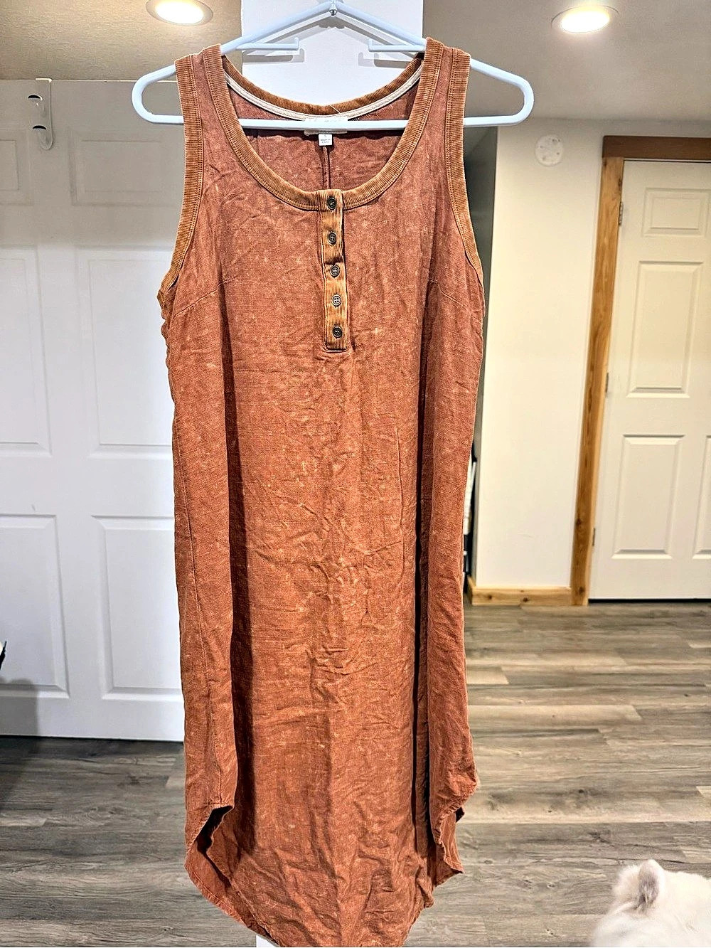 Umgee Brown linen Sleeveless Maxi Dress Size Small
